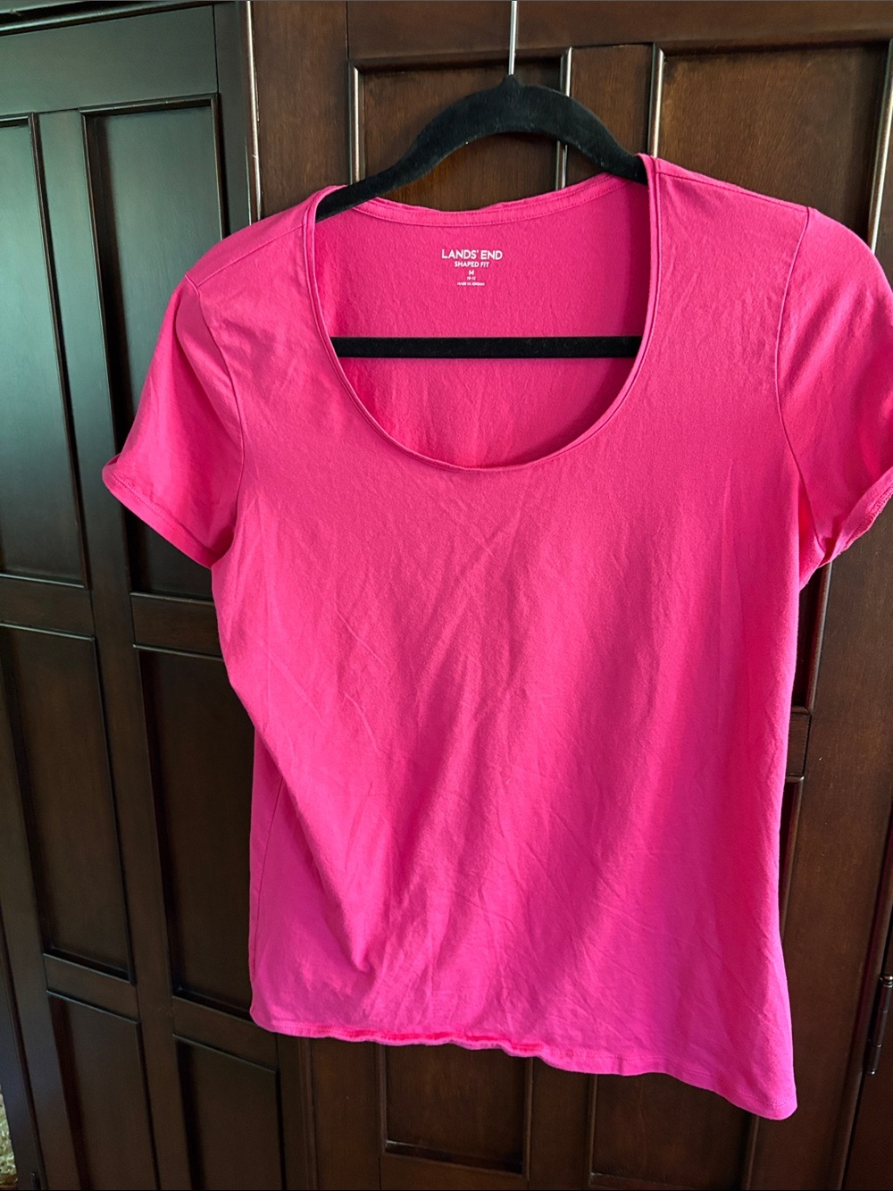 Lands' End Women's Short Sleeve Scoop Neck Tee - Hot Pink